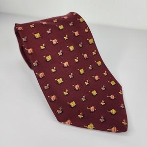 SALVATORE FERRAGAMO Red Tops Silk Tie.